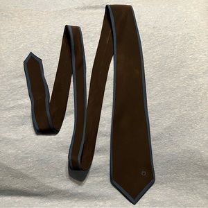 Mila Schön Italian Silk Tie Vintage Luxury Black w/ Navy Blue border